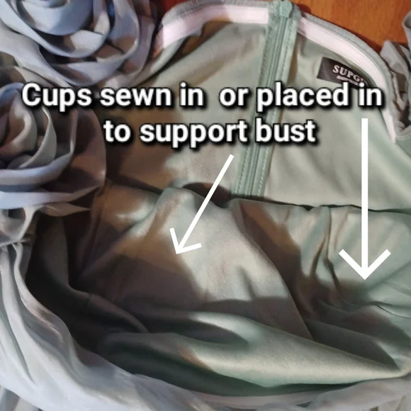 Green Maxi Pl Maternity Dress Puff Sleeves RosesGathering Check Measurements - Picture 5 of 15